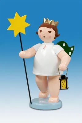 Produktbild von Holzfigur Engel mit Stern und Laterne ohne Krone Höhe 22cm NEU