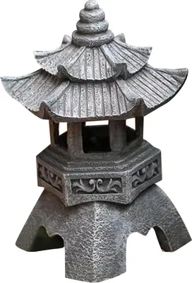 Produktbild von Solar-Pagodenlampe, Harzstatue, Steinlampe, Gartendekoration, Ornamente, 15,5 x 14 x 26 cm