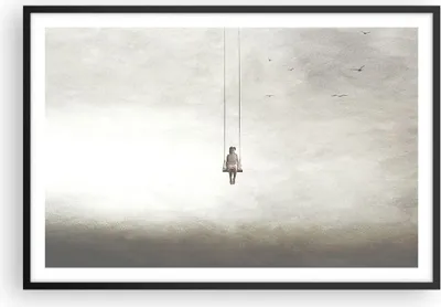 Produktbild von Gerahmtes Poster - Schwarzer Rahmen - Schwingen rein Wolken - 91,5x61 cm - Wand Bild - Wanddeko - Wandbilder - Kunstposter - Wandposter - Bilderrahmen - Bilder - Kunstdruck - P2BAA91x61-4875