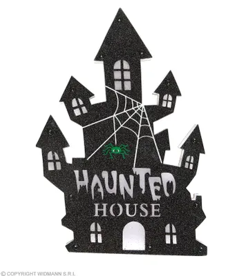 Produktbild von Leuchtendes Spukhaus "Haunted House" LED 35 x 24 cm | Mehrfarbig Halloween Dekoration