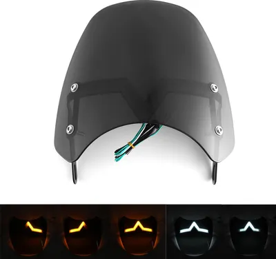 Immagine prodotto di Universale 5-7" nero rotondo faro anteriore carenatura moto parabrezza con LED