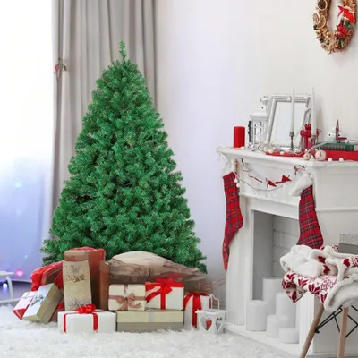 Produktbild von Jayseuw 150cm Künstlicher Weihnachtsbaum Tannenbaum mit 488 Spitzen PVC Nadeln Metallständer & Klappsystem Christbaum Grün