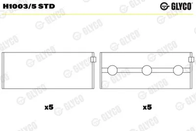 Produktbild von GLYCO Kurbelwellenlager H1003/5 STD passend für MERCEDES-BENZ E-Klasse Limousine (W211) 2,267mm