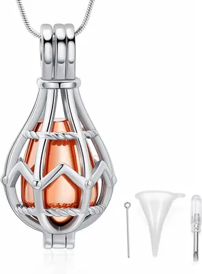 Imagen del producto de Cadena para urnas, forma de gota, diseño abierto, medallón, colgante para cenizas, joyería conmemorativa