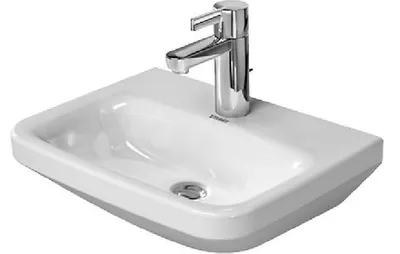 Produktbild von Duravit Handwaschbecken DURASTYLE ohne Überlauf, mit Hahnlochbank, 450 x 335 mm, 1 Hahnloch weiß