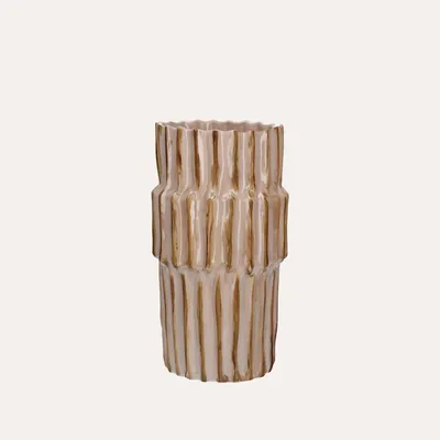 Immagine prodotto di KEYHOMESTORE | Vaso Cilindrico in Vetroceramica Beige H.35 D.20 cm