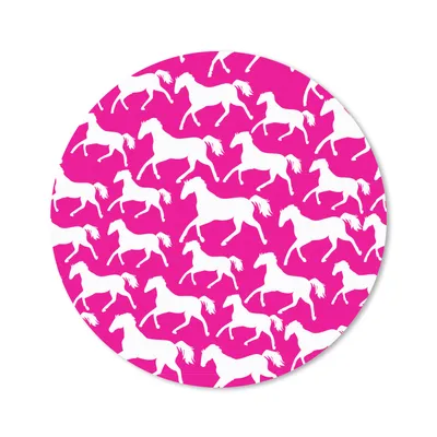 Produktbild von MuchoWow® Mauspad Mousepad Pferde - Rosa - Weiß - Mädchen - Kinder - Mädchen 50x50 cm - Mousepads - Maus Mat - Pad - Mausunterlage - Vinyl