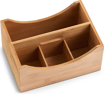 Produktbild von Zeller Ordnungsbox Holzkiste 18 x 25 cm, mit Griff und 4 Fächern, Bambus