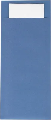 Produktbild von Papierbestecktaschen in Blau mit Tissue-Serviette in Weiß, 20 cm x 8,5 cm - 100 Stück