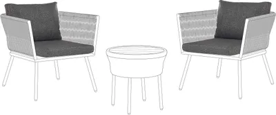 Produktbild von BELIANI Outdoor-Kissenbezug für Garten-Set in Dunkelgrau UV-beständig Minimalistisch
