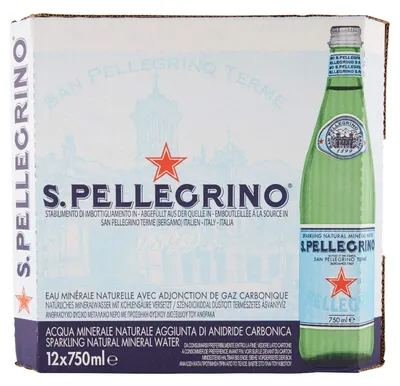 Image de San Pellegrino, eau minérale pétillante, 12 bouteilles de 750 ml