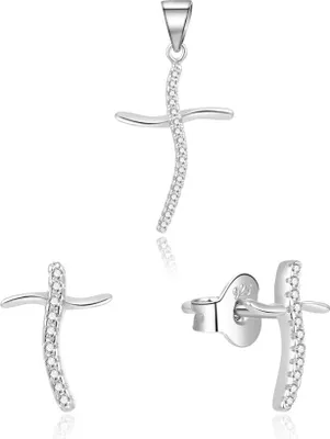 Immagine prodotto di Set di gioielli in argento con croci AGSET254L (ciondolo, orecchini)