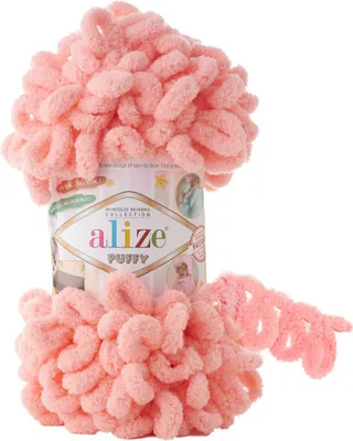 Produktbild von Alize Puffy PREMIUM Wolle Fingerstrick-Wolle, Schlaufenwolle, Chenille Garn, 100gr, 529 - Lachsrosa
