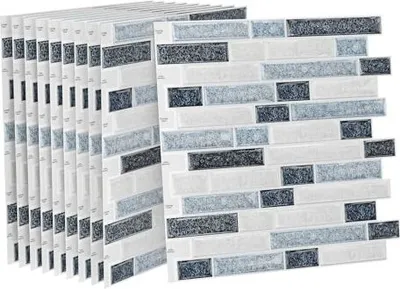 Produktbild von JOIEYOU Fliesenaufkleber 30x30cm 3D Klebefliesen Küchenrückwand Selbstklebende Vinyl Fliesen Wasserdicht Spritzschutz Wandfliesen Fliesenfolie für Küche Bad Deko, 10 Stück Typ N