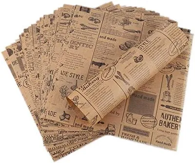 Produktbild von Hejo 100 Blätter Deli Papierblätter, Pommes Papier für Korb, Umweltfreundliches Backpapier, Burger Wrap Papier für Burger, Butterbrot, Käse, Pommes (25x25cm)