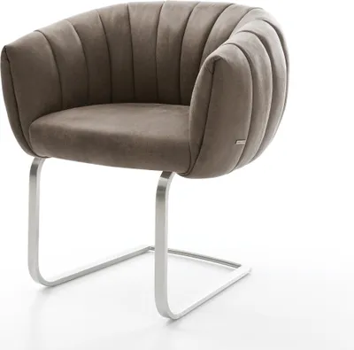 Produktbild von DELIFE Freischwinger Jada-Flex Mikrofaser Taupe Vintage Freischwinger flach Edelstahl Taschenfederkern