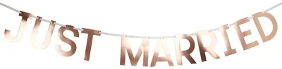 Wimpelketting "Just Married", roze/roségoud, 1,5 m