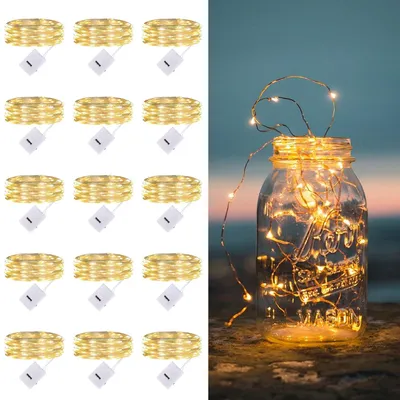 LED-Lichtschnur, 15 Stück, 2 m, 20 LEDs, batteriebetrieben, 3 Modi