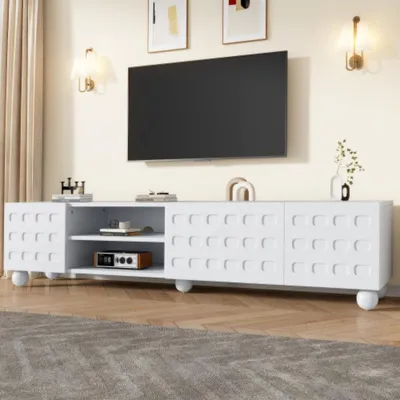 Obrázok produktu pre TV skrinka, 3-dverová skrinka do obývacej izby, dvierka skrinky, TV stojan, TV skrinka lowboard 200*40*44cm