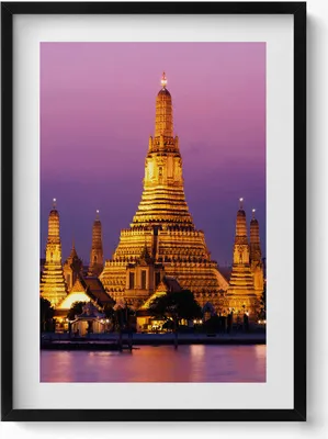 Produktbild von Tempel in Bangkok Thailand– Wandbild mit Rahmen – Gerahmtes Bild  – Wanddekoration – 50x70 cm –  Schwarz Rahmen