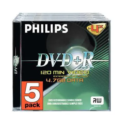 Produktbild von Philips DVD-Rohlinge, 120Min, 4.7GB, Speed 4x, Jewel Case (5 Disc)