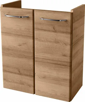 Produktbild von FACKELMANN Mini-Waschtischunterschrank MILANO / Badschrank mit Soft-Close-System / Maße (B x H x T): ca. 52 x 61 x 27,5 cm / Schrank fürs Bad mit 2 Türen / Korpus: Braun hell / Front: Braun hell