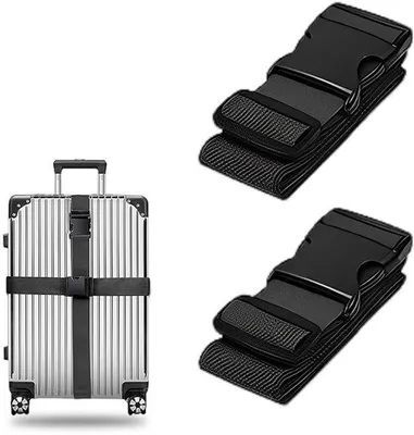 Produktbild von Verstelbare Reisekofferriem - 200 x 5 cm - Stoffriem - Schwarz - Reiseideal für Reisen