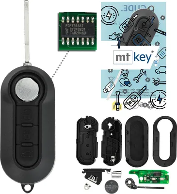 Produktbild von MT-KEY Funk Schlüssel 434MHZ kompatibel mit FIAT 500 Grande Punto Evo Doblo II Citroen Nemo Peugeot Bipper Opel Combo D 433MHZ Klappschlüssel