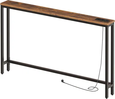 Obrázek produktu pro Malý konferenční stolek – boční stolek o délce 140 cm – konferenční stolek s nabíjecí stanicí – stolek do předsíně – za pohovku – obývací pokoj