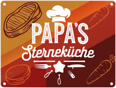 Produktbild von Papas Sterneküche Metallschild in 15x20 cm für Hobbyköche