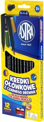 Immagine prodotto di Pastelli a matita in legno nero 12 colori triangolari Astra 1006