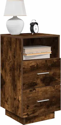 Image de vidaXL Tables de nuit 2 pièces avec 2 tiroirs chêne fumé 36x36x68 cm