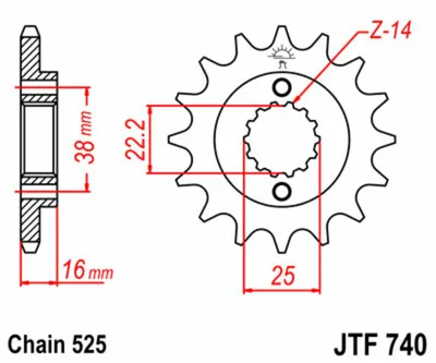 Obrázok produktu pre Pignon JT 15T 525 JTF740.15