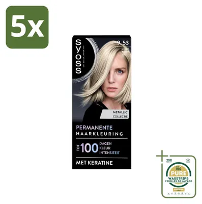 Imagen del producto de 5 unidades de tinte permanente para el cabello SYOSS, tono 9-53 Silver Blush, pack de ahorro