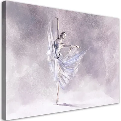 Produktbild von Leinwandbild die pirouette der ballerina 60x40 cm Feeby silber wandbild bereit zum aufhängen