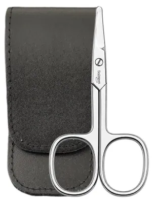 Produktbild von Baby Nagelschere Solingen mit abgerundeten Spitzen & Echtleder-Etui – Kindernagelschere für Babys und Kleinkinder – präzise Nagelpflege