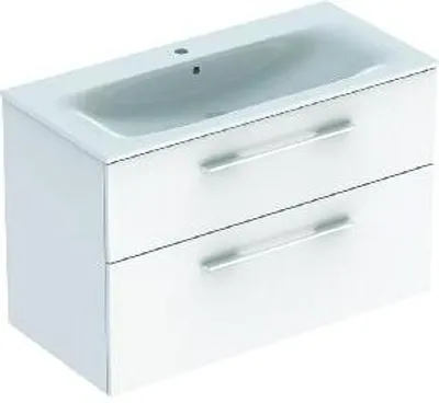 Produktbild von Geberit Selnova Square - Waschbeckenschrank 635x988x480 mm, mit Waschbecken, 2 Schlubladen, glänzend Weiß 501.244.00.1