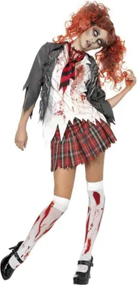 Produktbild von Kostium damski nieumarłej uczennicy liceum Kostium na Halloween czerwono-biało-szary