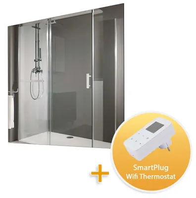 Image de MD300-Plus Chauffage infrarouge à miroir 60x60cm 300Watt avec thermostat intelligent pour prise de courant