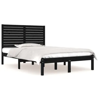 Image de vidaXL Lit en bois massif noir 140x190 cm