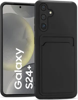 Zdjęcie produktu dla Etui na telefon komórkowy Samsung Galaxy S24 Plus silikonowe etui ochronne z kieszenią na kartę Slim Wallet Case, czarne