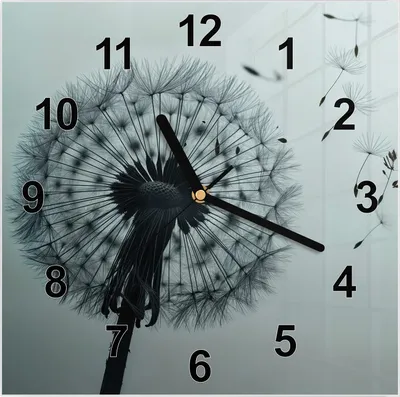 Produktbild von Wanduhr aus Glas mit Motiv Pusteblume im Wind- 30 x 30 cm - inkl. Aufhängesystem