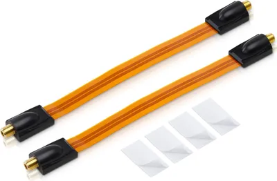Produktbild von 2x conecto Premium Fensterdurchführung für SAT Kabel koaxial inkl. Klebepads (F-Kupplung auf F-Kupplung, vergoldet) 26 cm