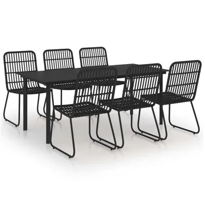 Image de vidaXL Ensemble de jardin 7 pièces Poly rotin et verre