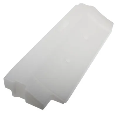 A white, translucent plastic water tank is shown against a white background.