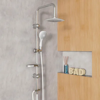 Produktbild von eisl Duschset DUSCHTRAUM, Regendusche ohne Armatur, Duschsystem, Duschbrause, Dusche Chrom/Weiß