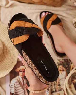 Produktbild von Damen-Flip-Flops aus Öko-Wildleder in Schwarz und Braun Zapri - Schuhe, Größe 37
