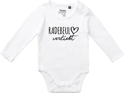 Produktbild von Huuraa Baby Body Radebeul verliebt 62 White  Baumwolle Fairtrade Langarmbody Geschenkidee