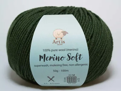 Image de Merino Soft Art'is Yarn 100 % laine, sans mulesing et superwash (50 g / 120 m) (6 vert mousse)
