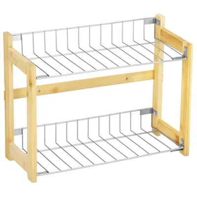 Productafbeelding van Kruidenrek met 2 planken, keukenrek, bambusrek, metalen planken, afmetingen 14 x 33 x 25 cm